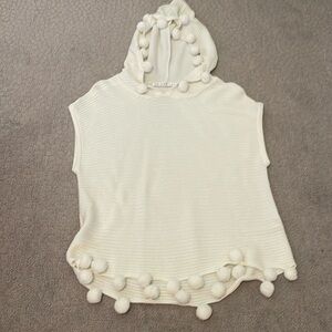 White sleeveless Trina Turk hooded sweater